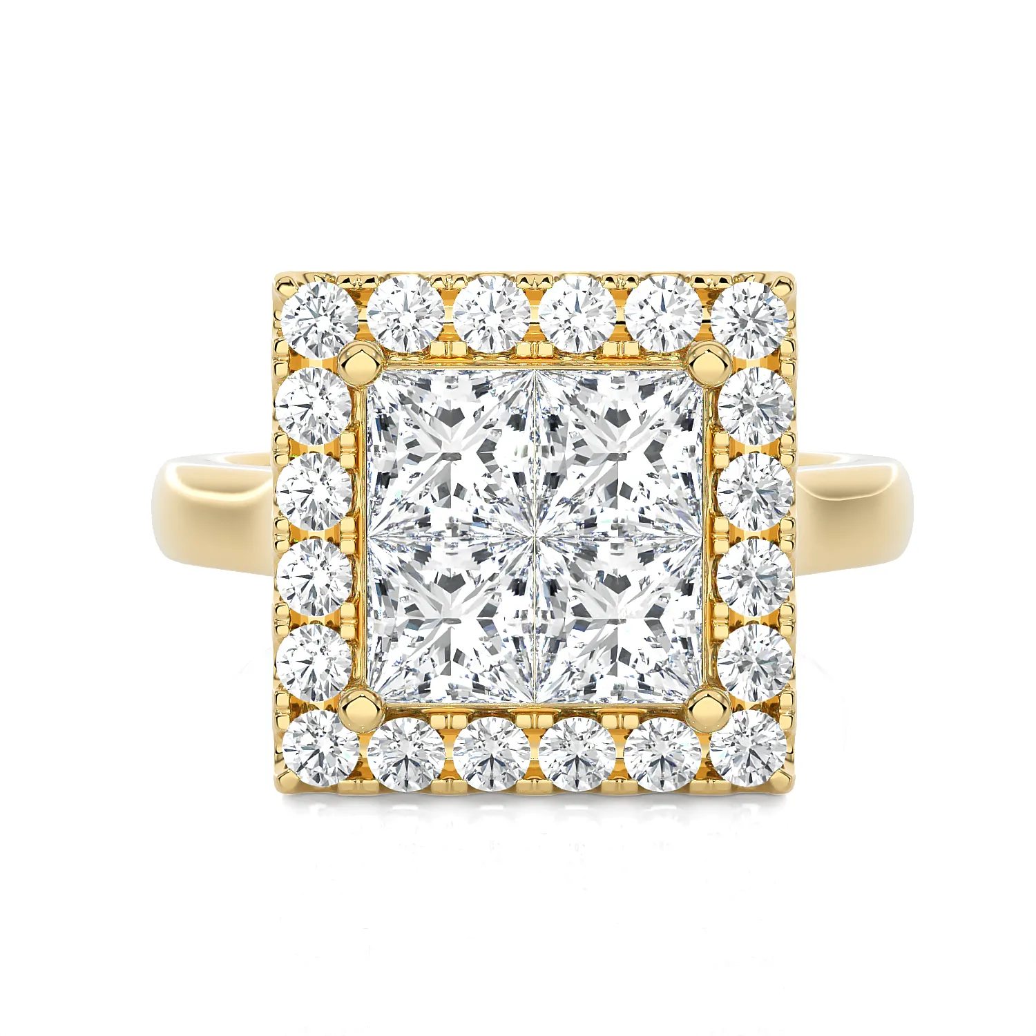 2 ctw Princess-Cut Lab Grown Diamond Halo Engagement Ring