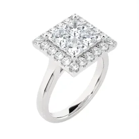 2 ctw Princess-Cut Lab Grown Diamond Halo Engagement Ring