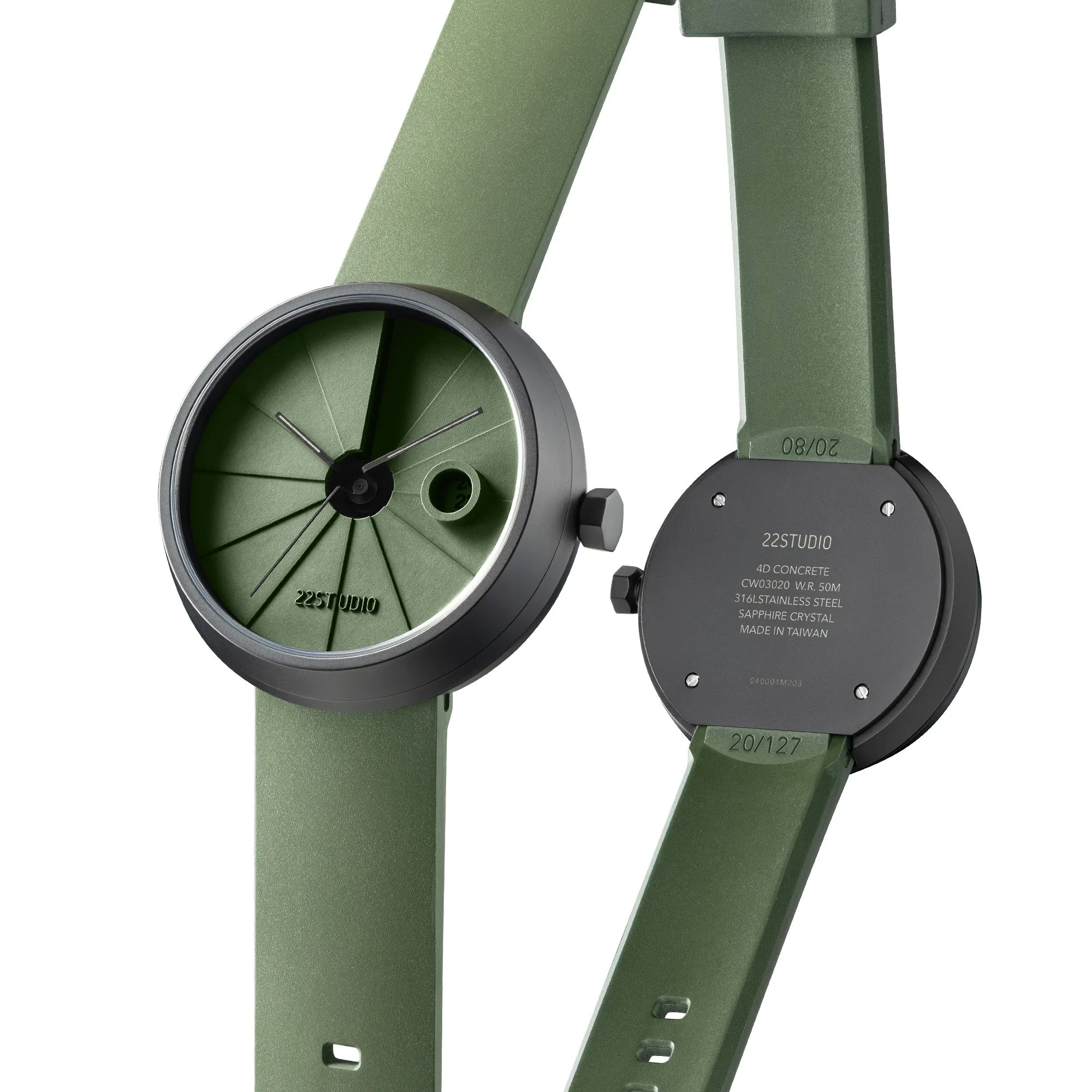 4D Concrete Watch 44mm Moss Edition