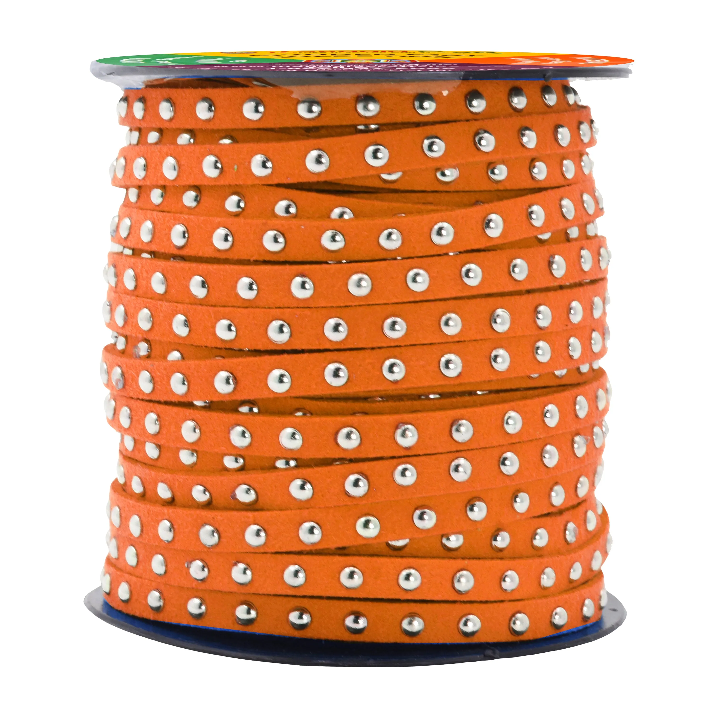 5mm Studded Faux Suede Cord Rope for Jewelry Making - 20 Yards Faux Leather Ribbon - Flat Micro Fiber Leather String Faux Leather Lace with Rivets