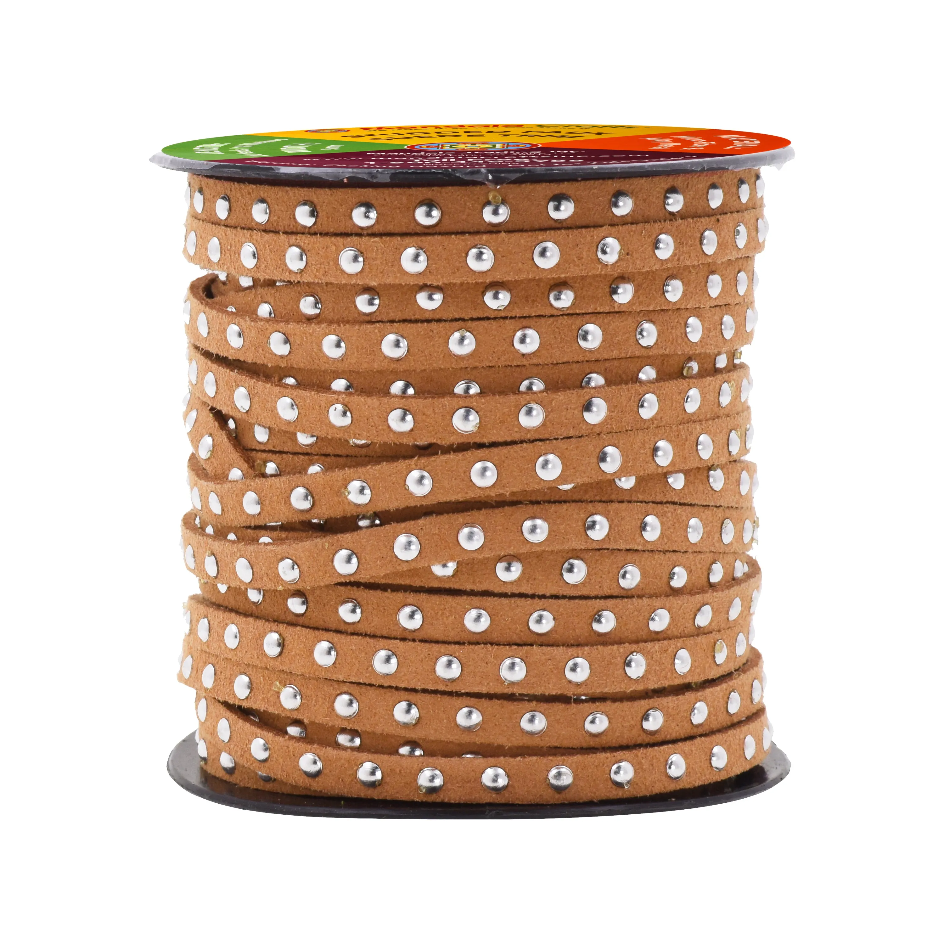 5mm Studded Faux Suede Cord Rope for Jewelry Making - 20 Yards Faux Leather Ribbon - Flat Micro Fiber Leather String Faux Leather Lace with Rivets