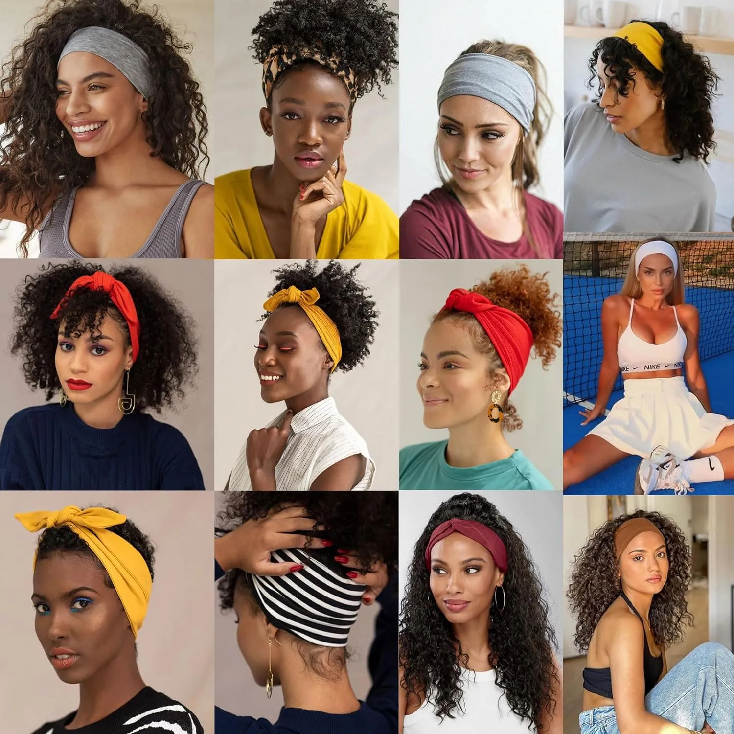 6 Pieces Adjustable Headbands for Women Elastic Knotted Boho Headbands For Women Fashion Wide Headband Hair Scarf Headband Yoga Workout Head Bands Hair Accessories Band