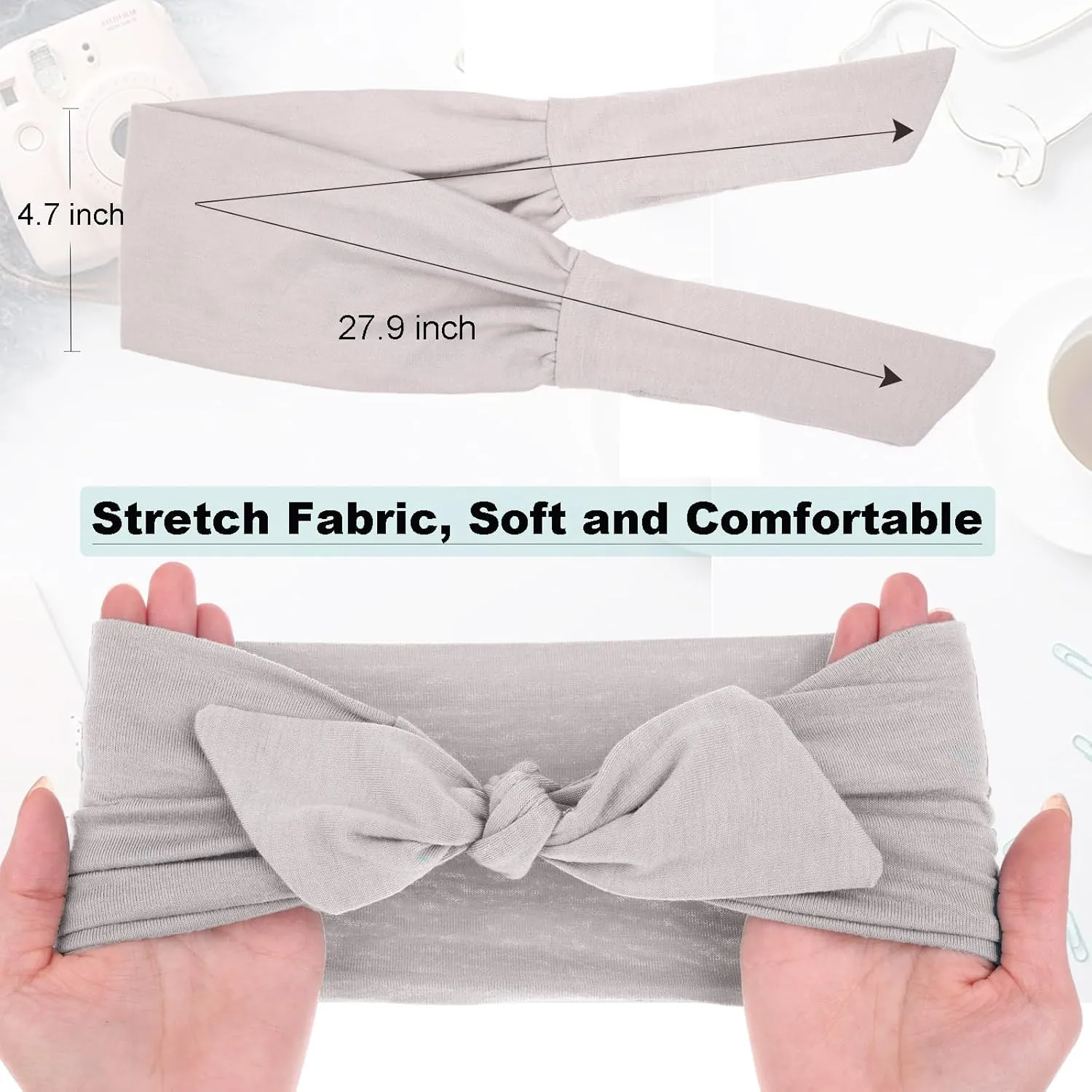 6 Pieces Adjustable Headbands for Women Elastic Knotted Boho Headbands For Women Fashion Wide Headband Hair Scarf Headband Yoga Workout Head Bands Hair Accessories Band