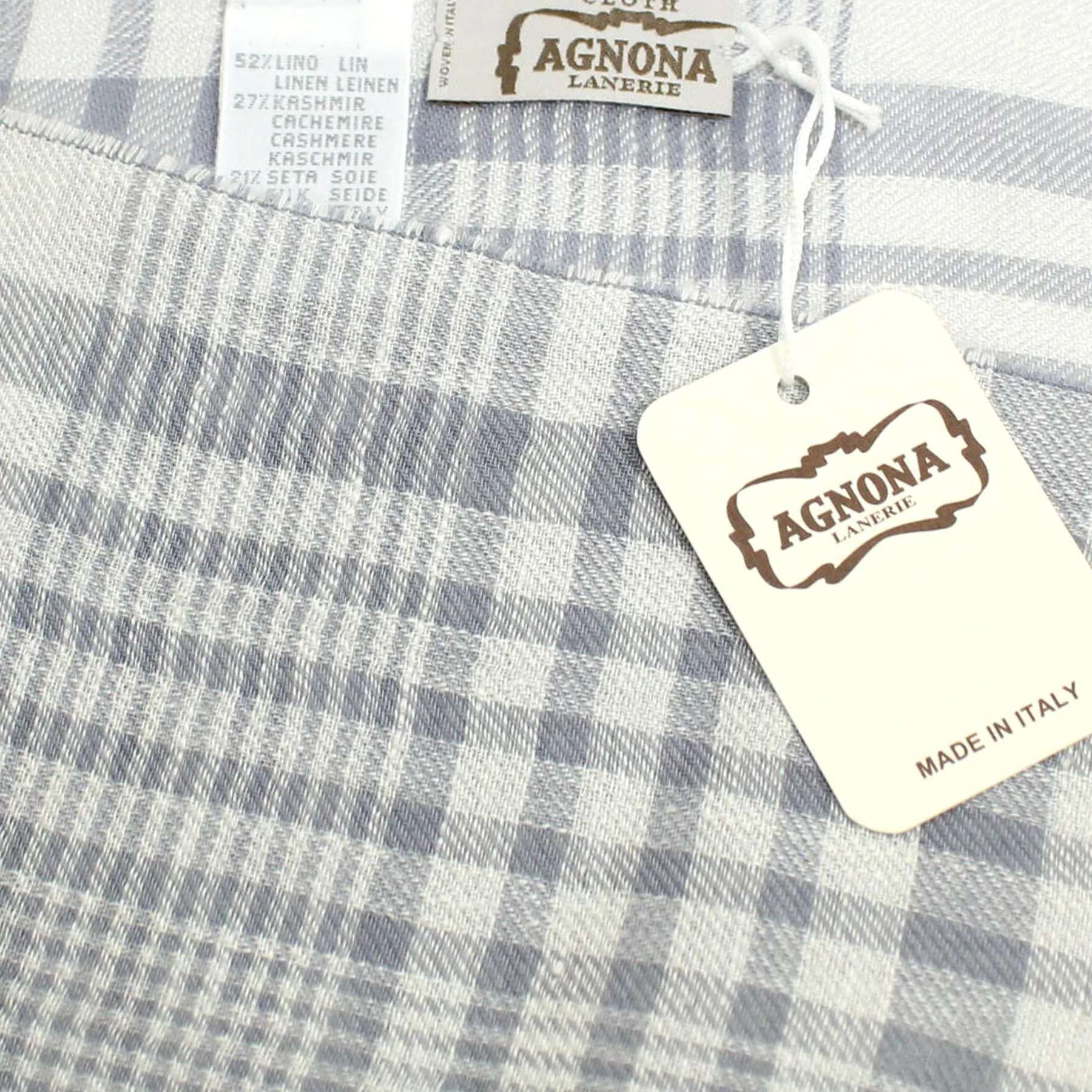 Agnona Scarf Light Gray Design - Luxury Linen Cashmere Silk Shawl SALE
