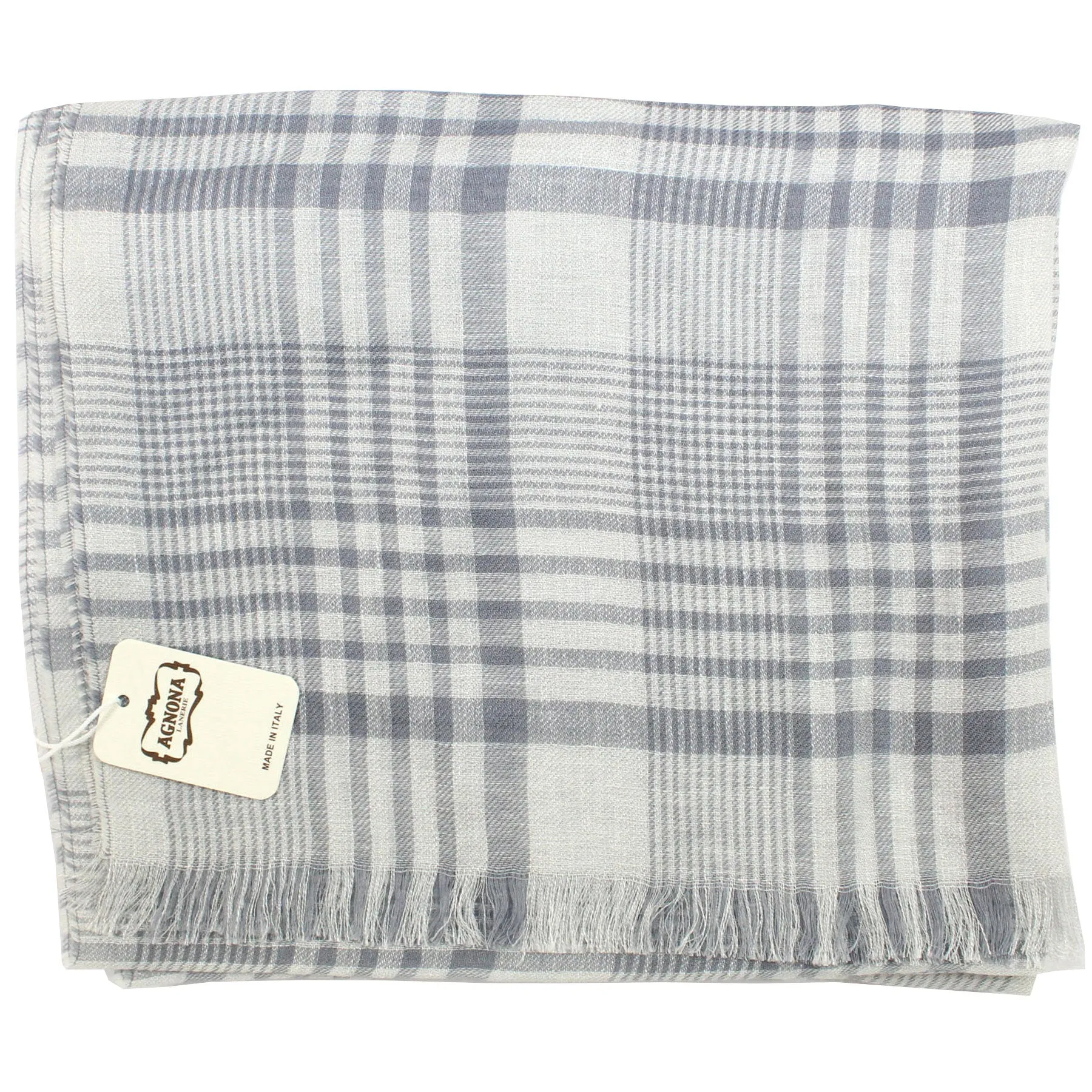 Agnona Scarf Light Gray Design - Luxury Linen Cashmere Silk Shawl SALE