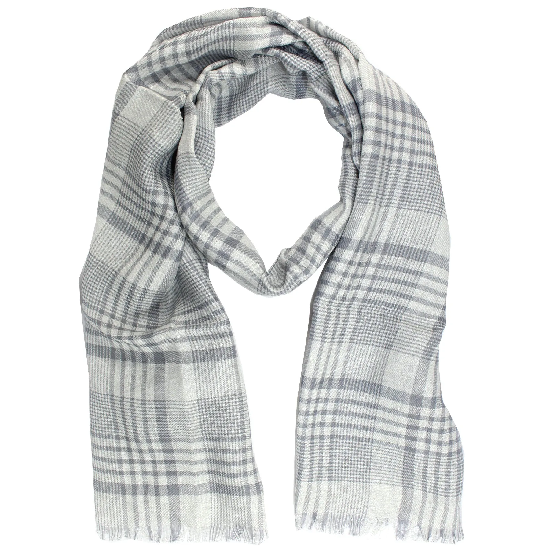 Agnona Scarf Light Gray Design - Luxury Linen Cashmere Silk Shawl SALE