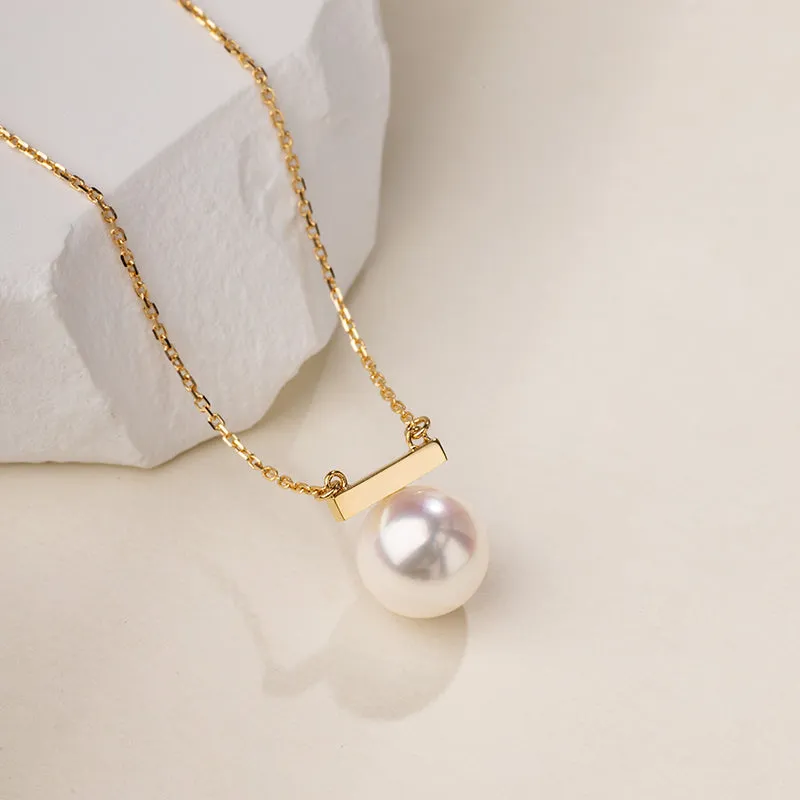 Akoya Pearl 18K Gold Whole Rest Note Necklace