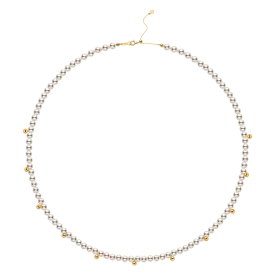 Akoya Saltwater Pearl 18K Gold Adorable Gold Bead Inset Classic Necklace