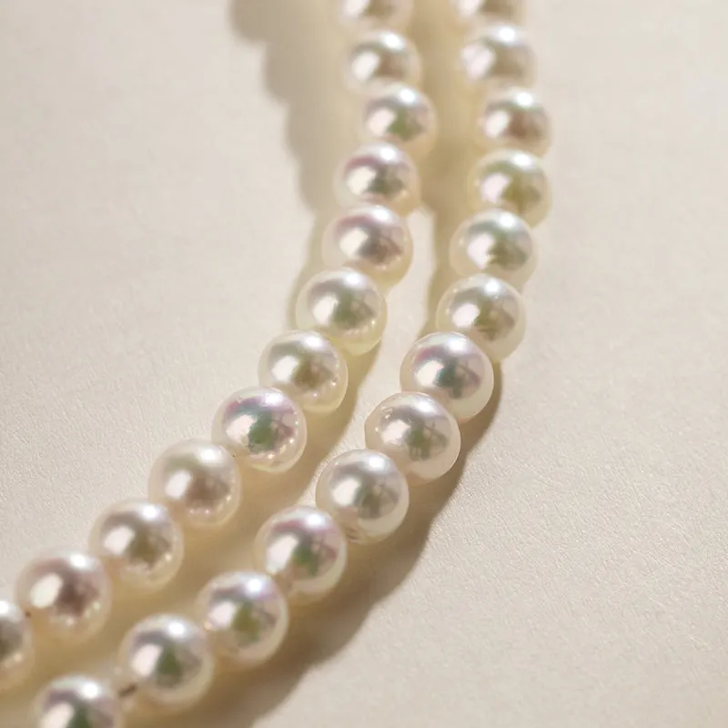 Akoya Saltwater Pearl 18K Gold Adorable Gold Bead Inset Classic Necklace
