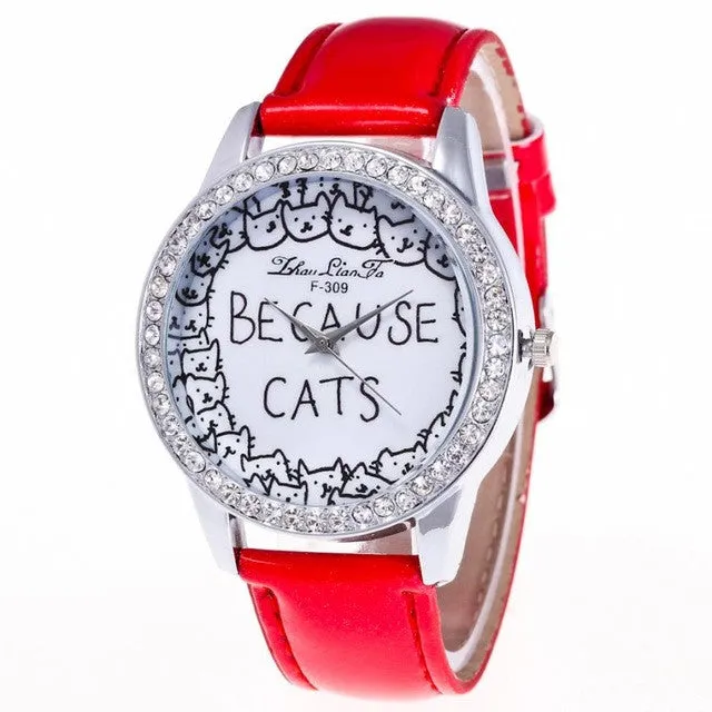 Because Cats Printing Luxury Quartz Watch