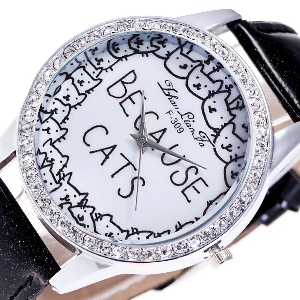 Because Cats Printing Luxury Quartz Watch