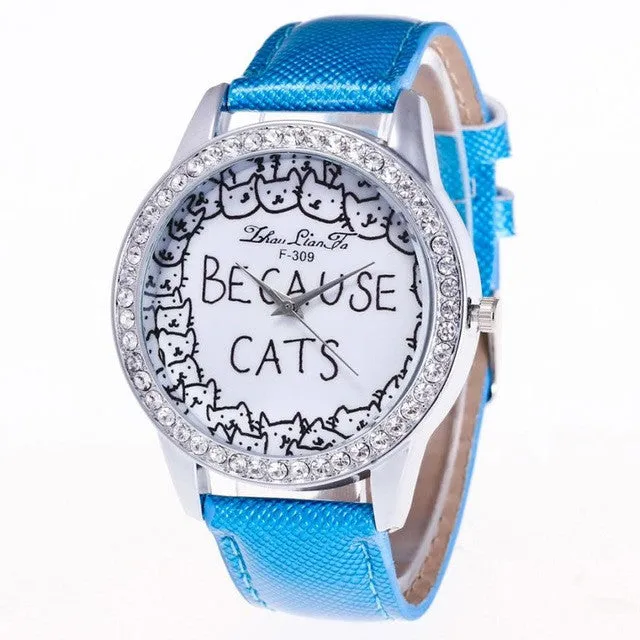 Because Cats Printing Luxury Quartz Watch