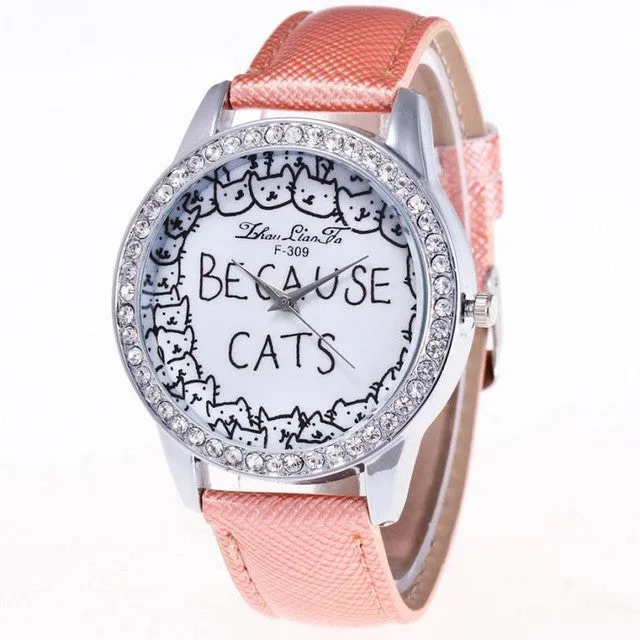 Because Cats Printing Luxury Quartz Watch