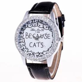 Because Cats Printing Luxury Quartz Watch