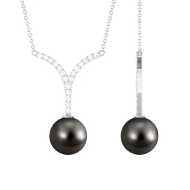 Black Tahitian Pearl and Diamond Classic Necklace