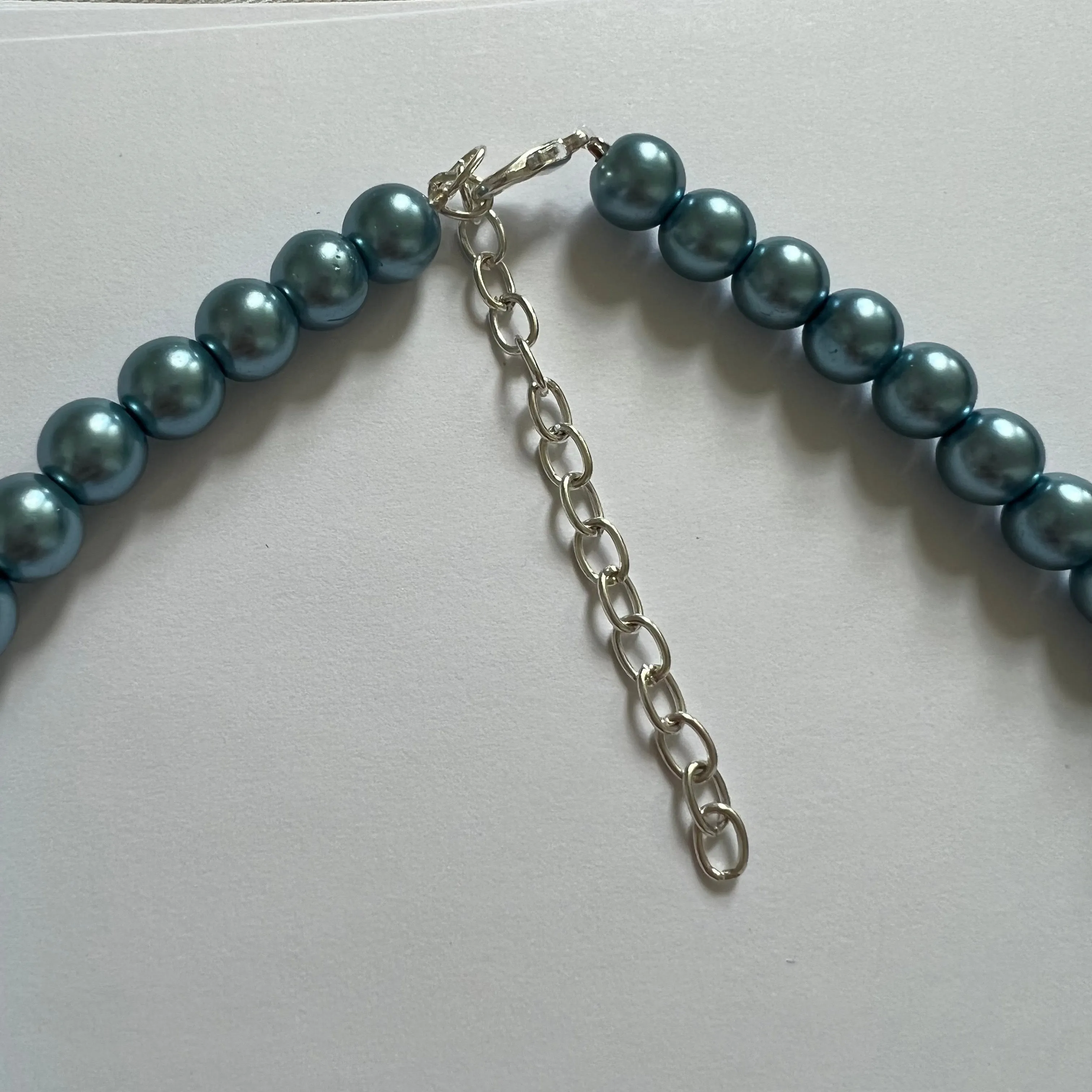 Blue Pearl Safety Pin Necklace
