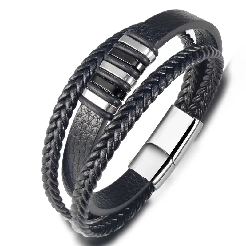 Charm Design Classic Men Leather Bracelet
