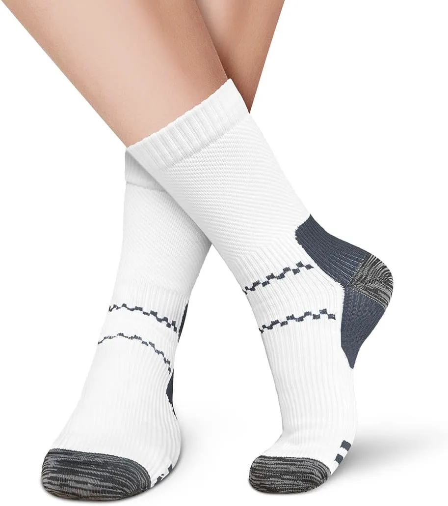 CHARMKING 6 Pairs Crew Compression Socks for Women & Men Circulation 15-20 mmHg is Best for All Day Wear Running Nurse