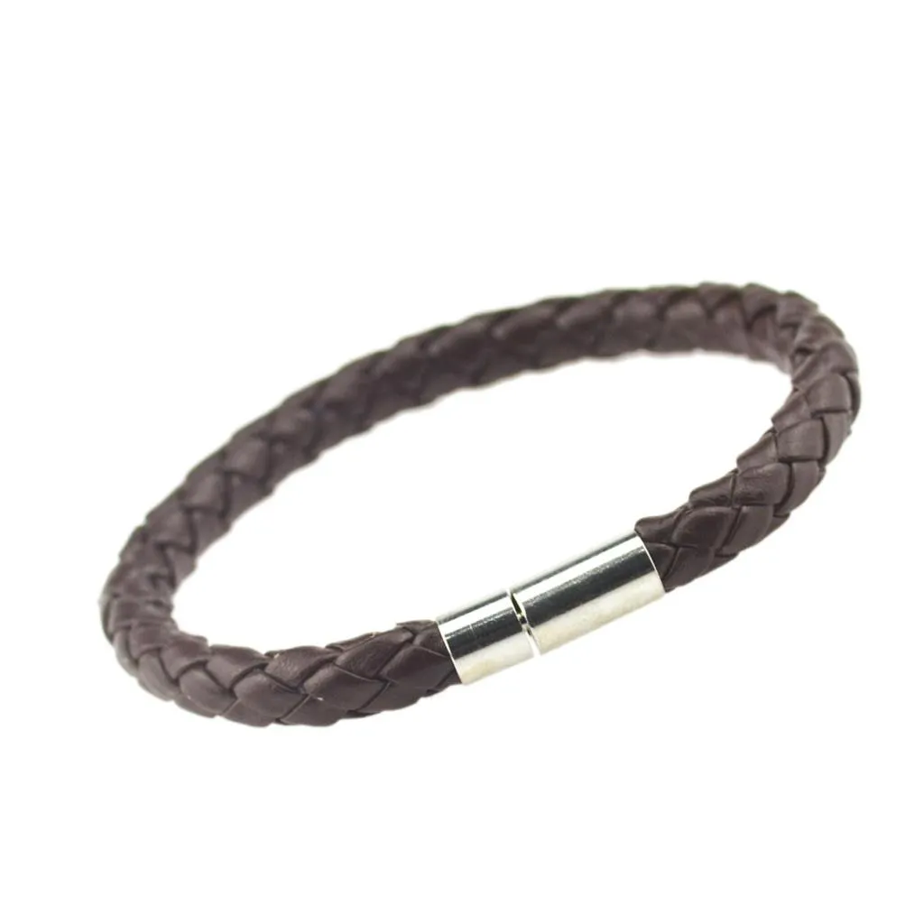 Classic Style Leather Bracelets 22cm Simple Braided Brown Bracelets