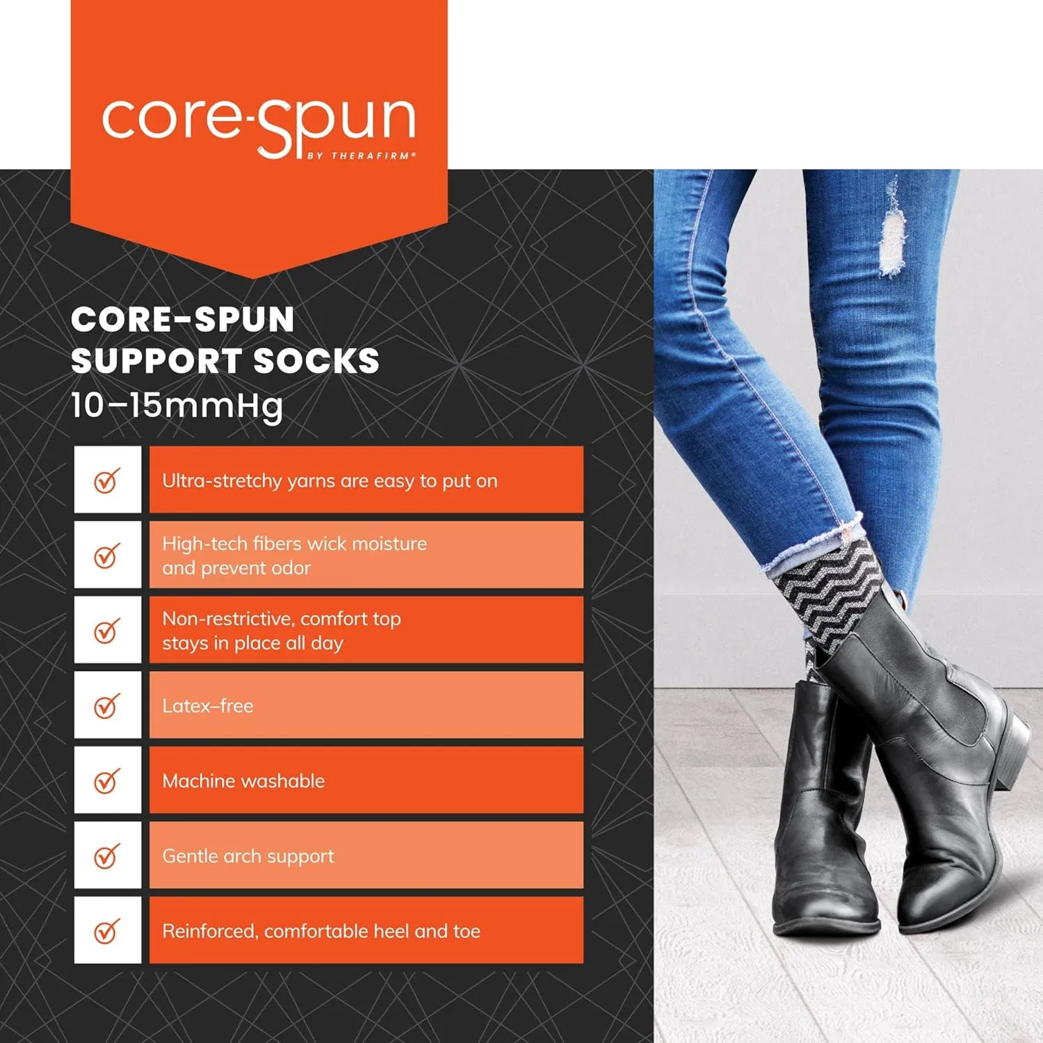 Core-Spun 10-15mmHg Medical Light Graduated Knee High Compression Socks