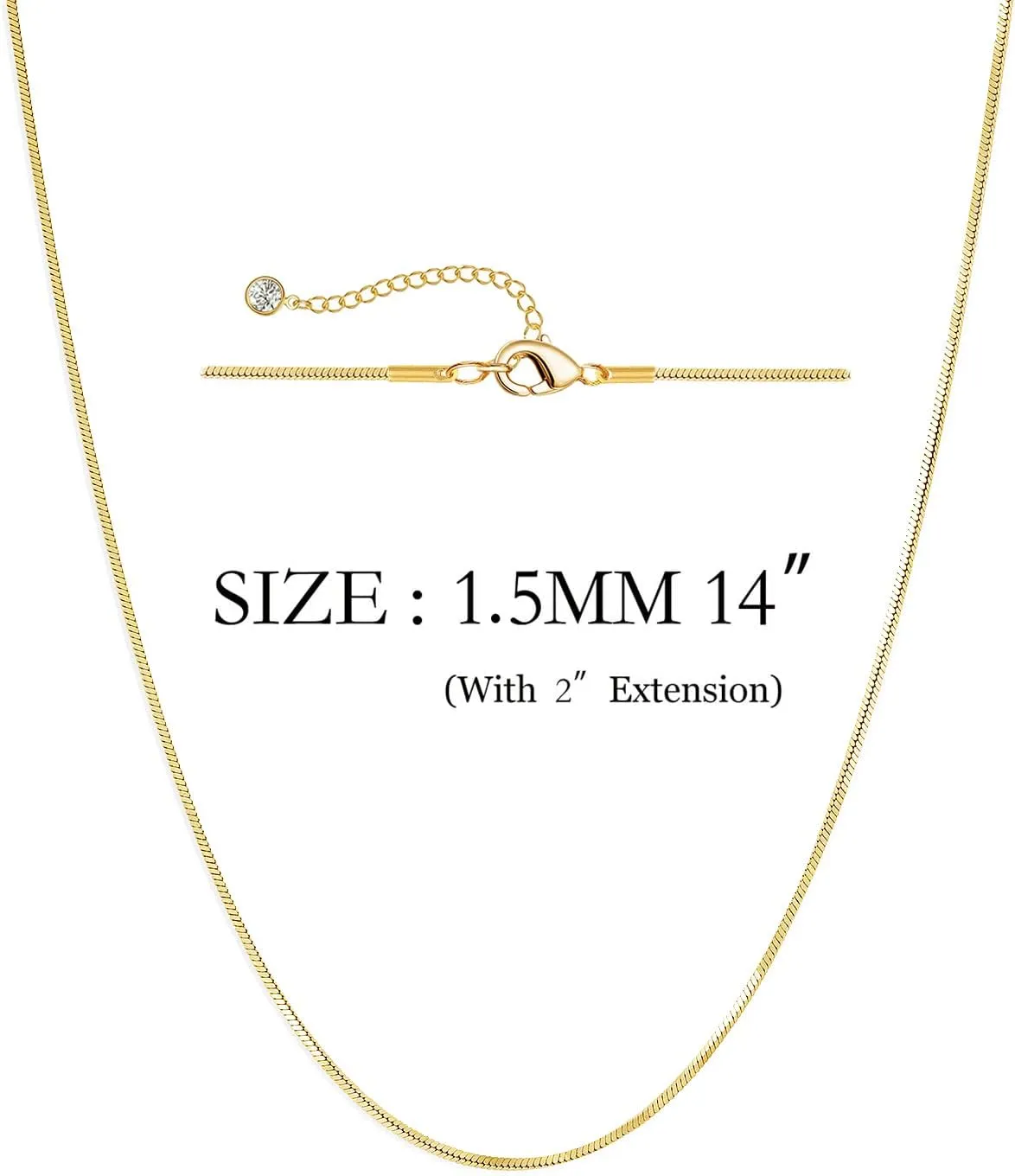 DEARMAY 14K Gold Necklaces for Women, Dainty Gold Herringbone Choker Necklace for Women Thin Layered Chunky Snake Chain Necklaces Jewelry for Teen Gifts