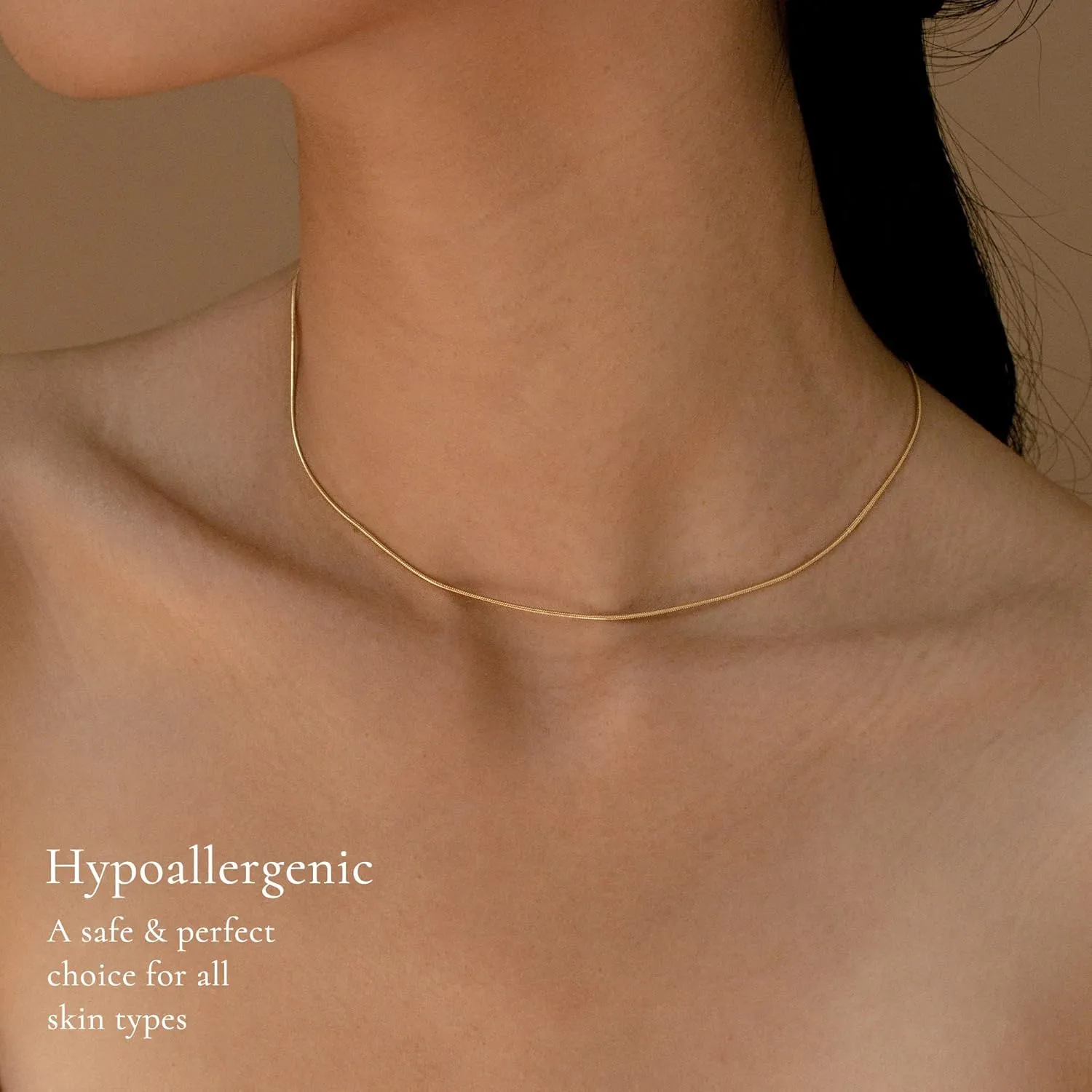 DEARMAY 14K Gold Necklaces for Women, Dainty Gold Herringbone Choker Necklace for Women Thin Layered Chunky Snake Chain Necklaces Jewelry for Teen Gifts