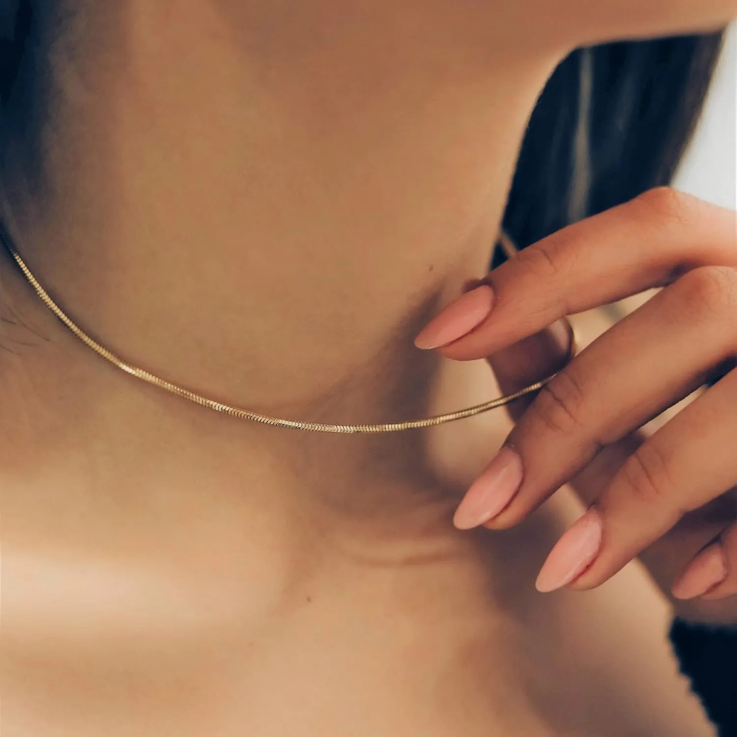 DEARMAY 14K Gold Necklaces for Women, Dainty Gold Herringbone Choker Necklace for Women Thin Layered Chunky Snake Chain Necklaces Jewelry for Teen Gifts