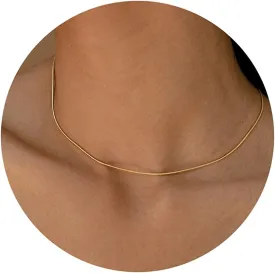 DEARMAY 14K Gold Necklaces for Women, Dainty Gold Herringbone Choker Necklace for Women Thin Layered Chunky Snake Chain Necklaces Jewelry for Teen Gifts