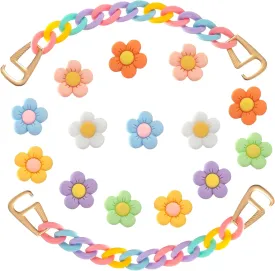 Flower Shoe Charms for Clog Sandals Bracelets Accessories Decoration, Summer Cute Daisy Shoes Charm for Adults Women Birthday Party Favor