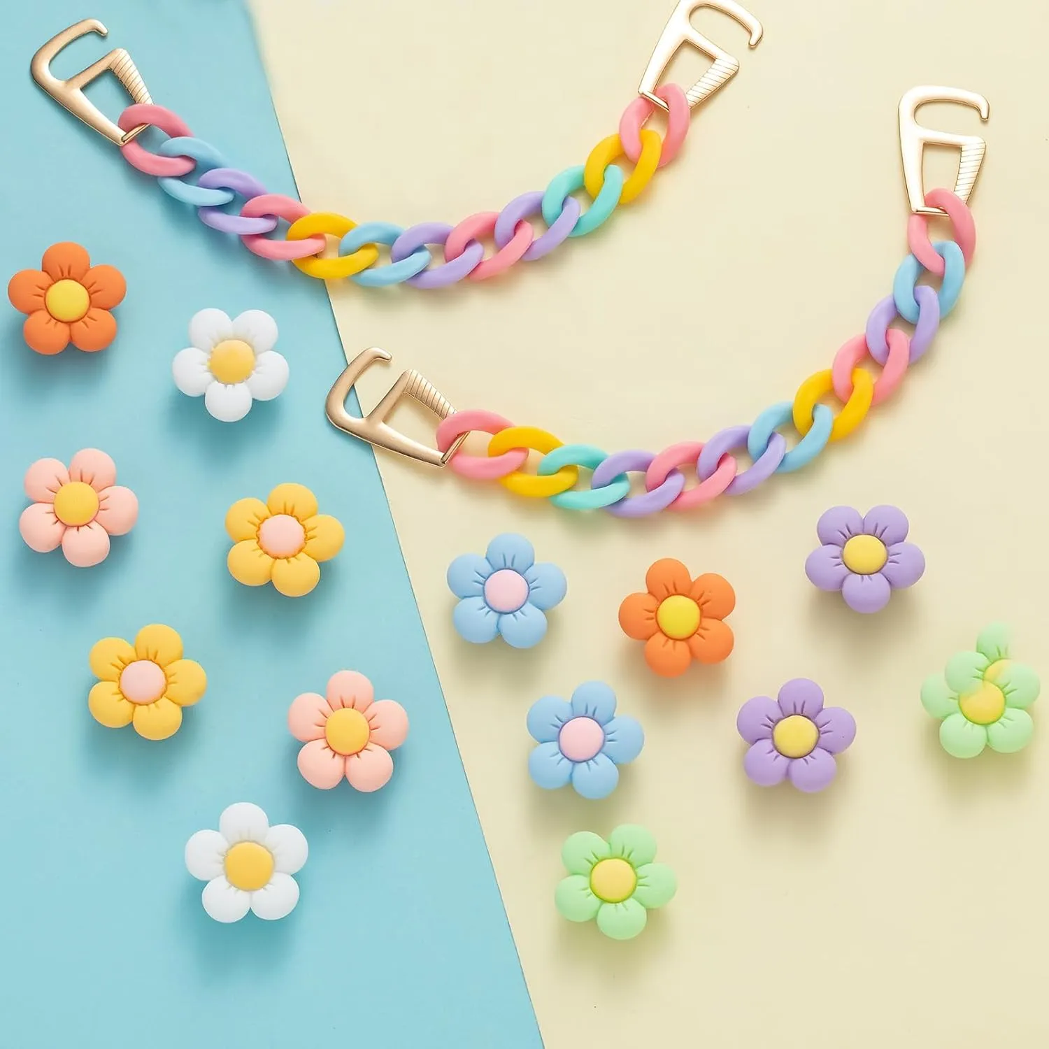 Flower Shoe Charms for Clog Sandals Bracelets Accessories Decoration, Summer Cute Daisy Shoes Charm for Adults Women Birthday Party Favor