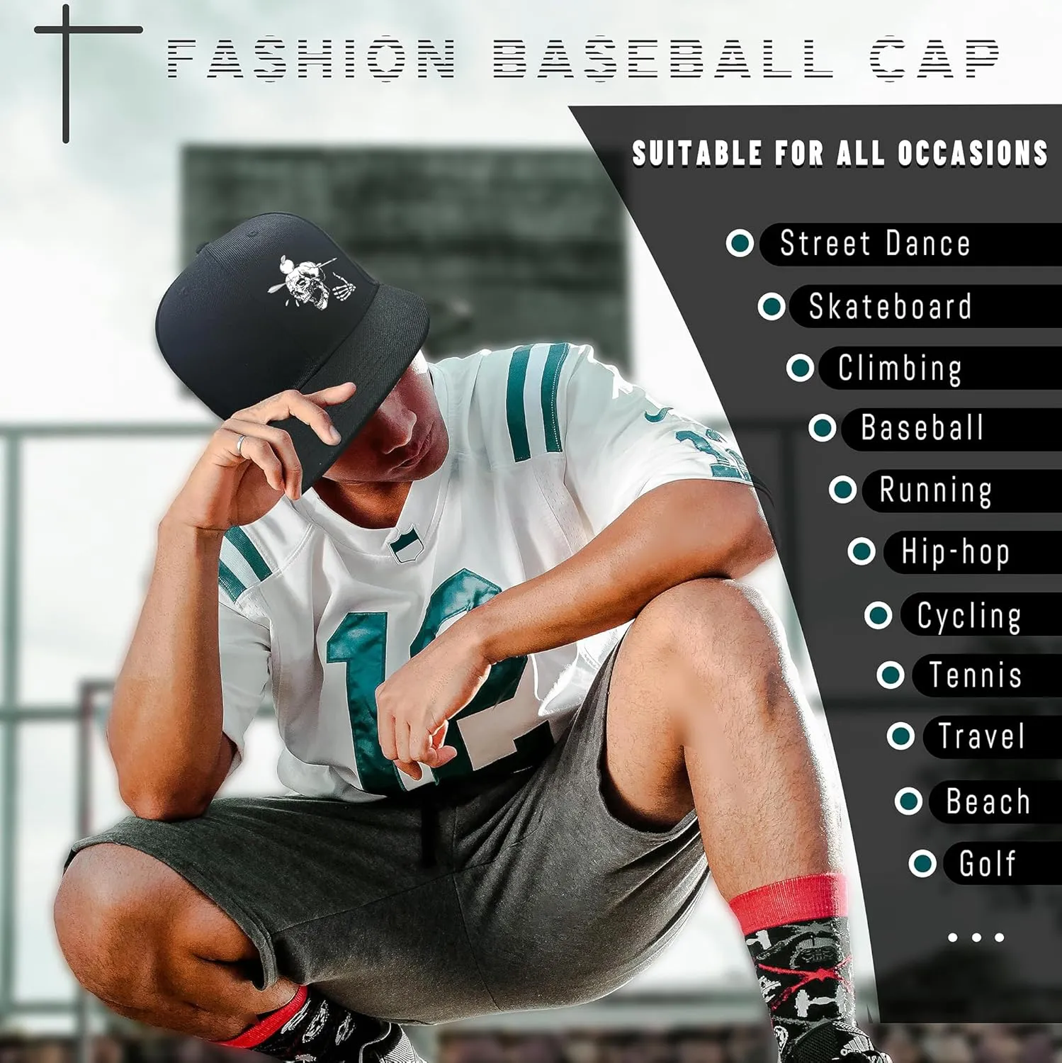 Horror Grim Reaper Scythe Hats Flat Bill Snap Back Hats for Men Flat Brim Black Baseball Cap Devil Skull Finger Snapback