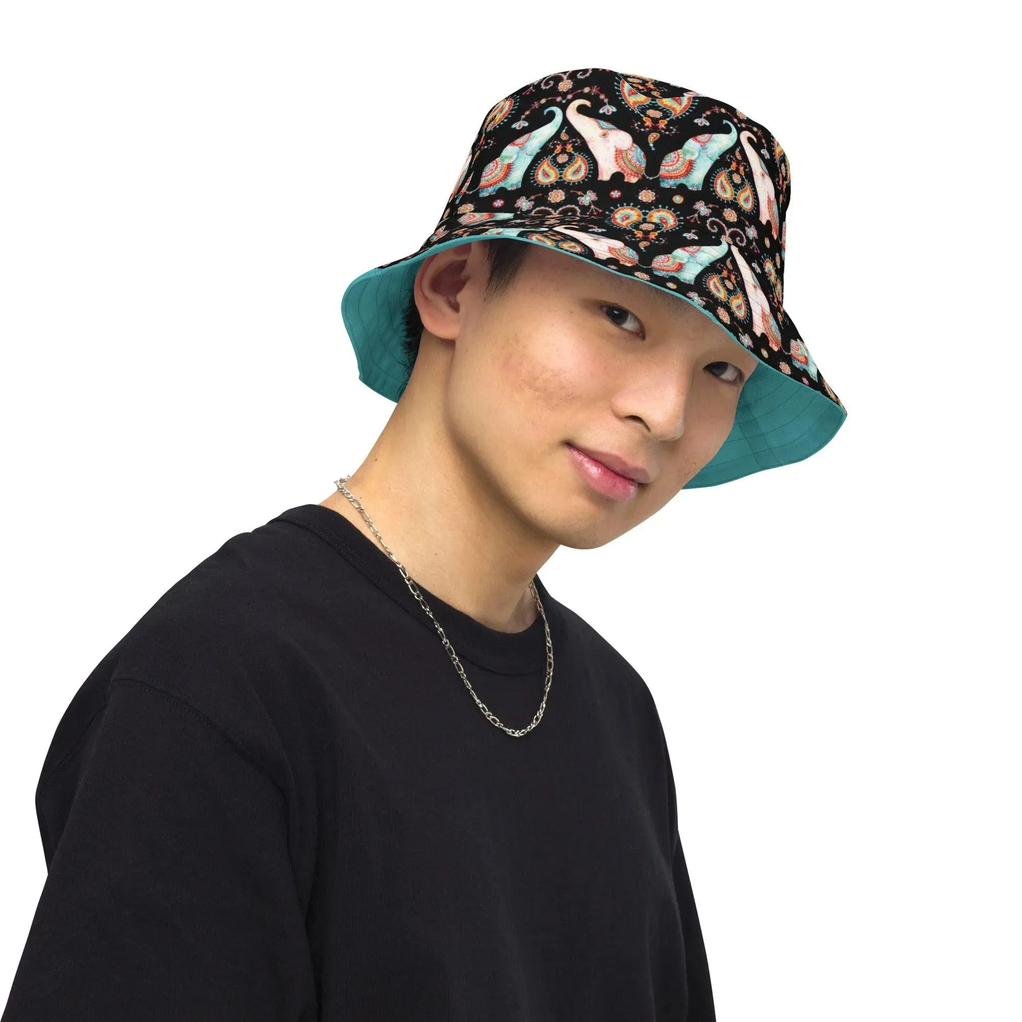 Indian Elephants Reversible Bucket Hat