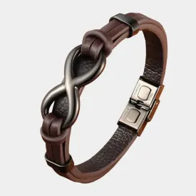 Infinity Leather Bracelet - Cross & Crown
