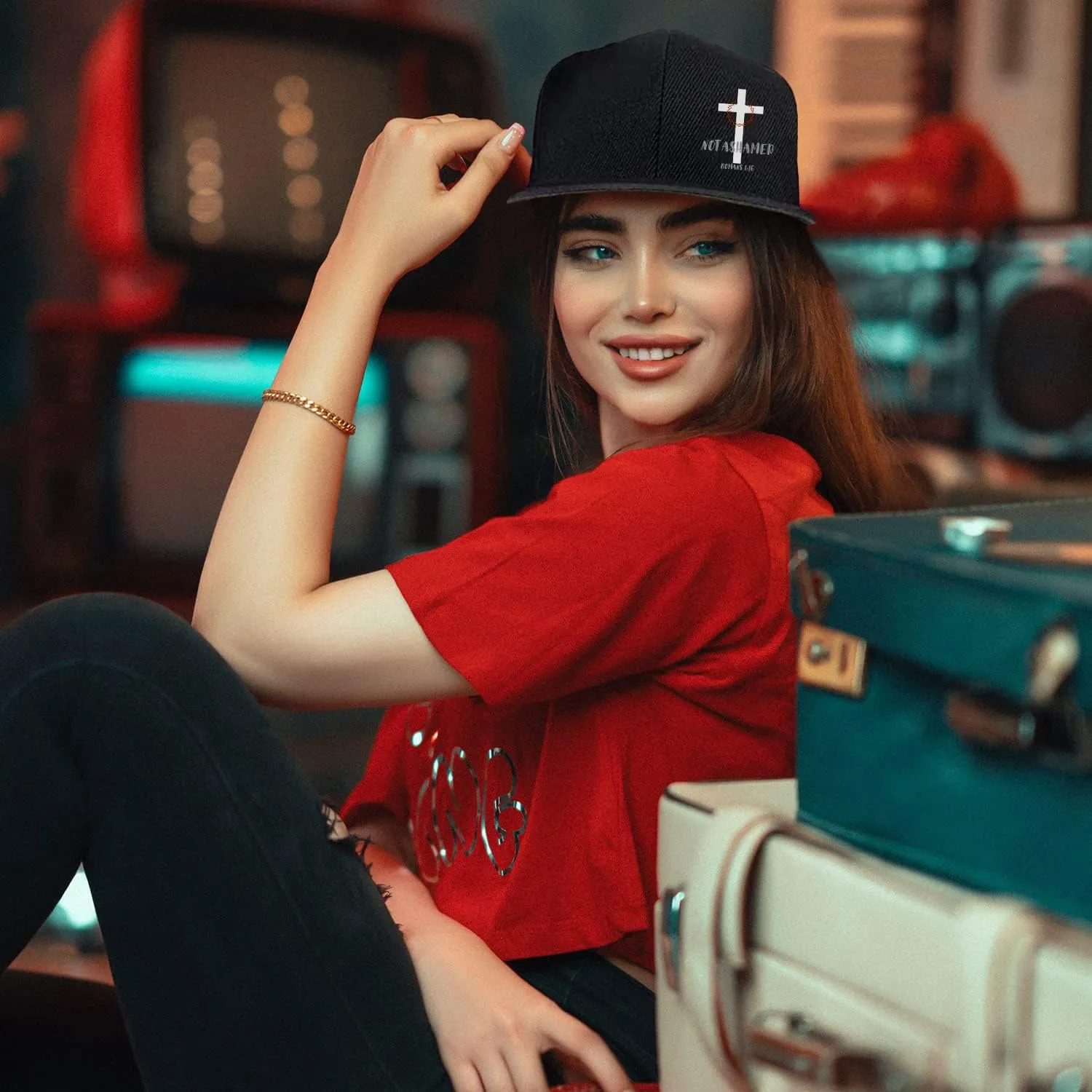 Jesus Christ Hats Mens Snapback Flat Bill Brim Hats for Men Snap Backpack Dad Life Jesus Christian Crosses Baseball Cap