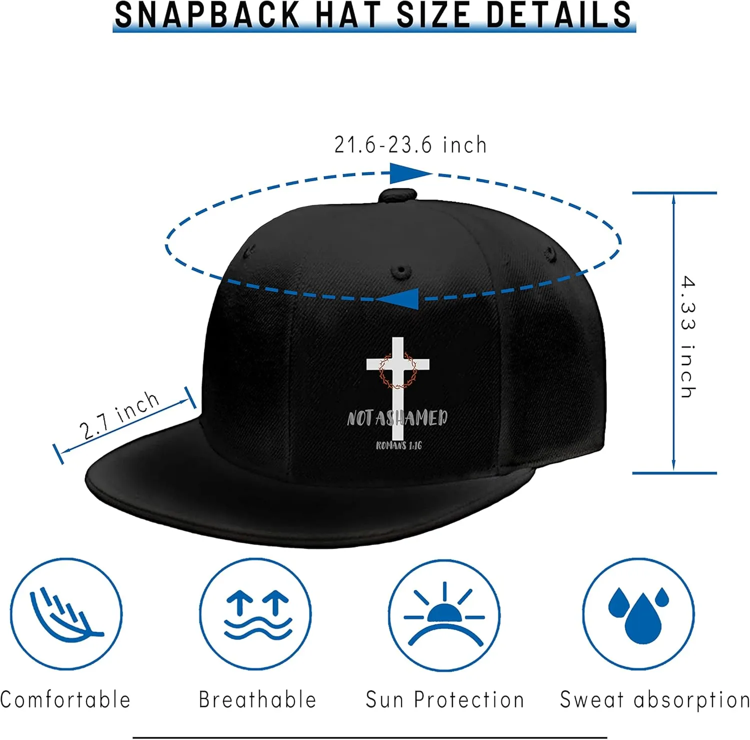 Jesus Christ Hats Mens Snapback Flat Bill Brim Hats for Men Snap Backpack Dad Life Jesus Christian Crosses Baseball Cap