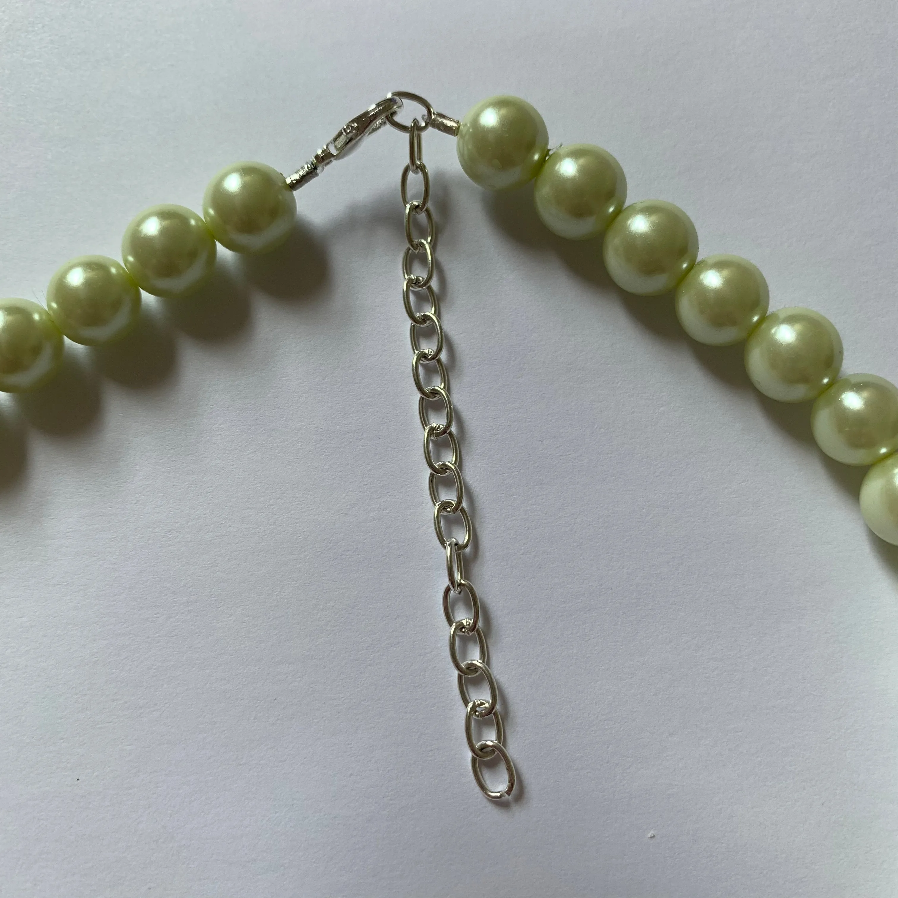 Lime Pearl Safety Pin Necklace