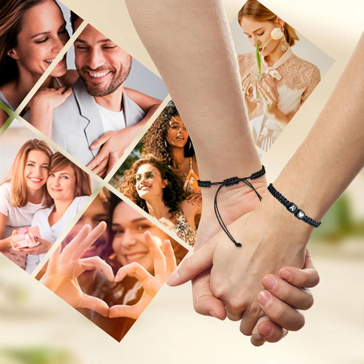 Matching Couple Bracelets Letter Initial Bracelet for Men Women Cute Anniversary Couple Gifts Long Distance Couple Gifts for Him Her Boyfriend Girlfriend Mother Daughter Gift (G)