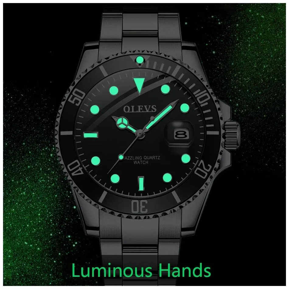 Mens Watches Top Brand Luxury Fashion Waterproof Luminous Hand Green