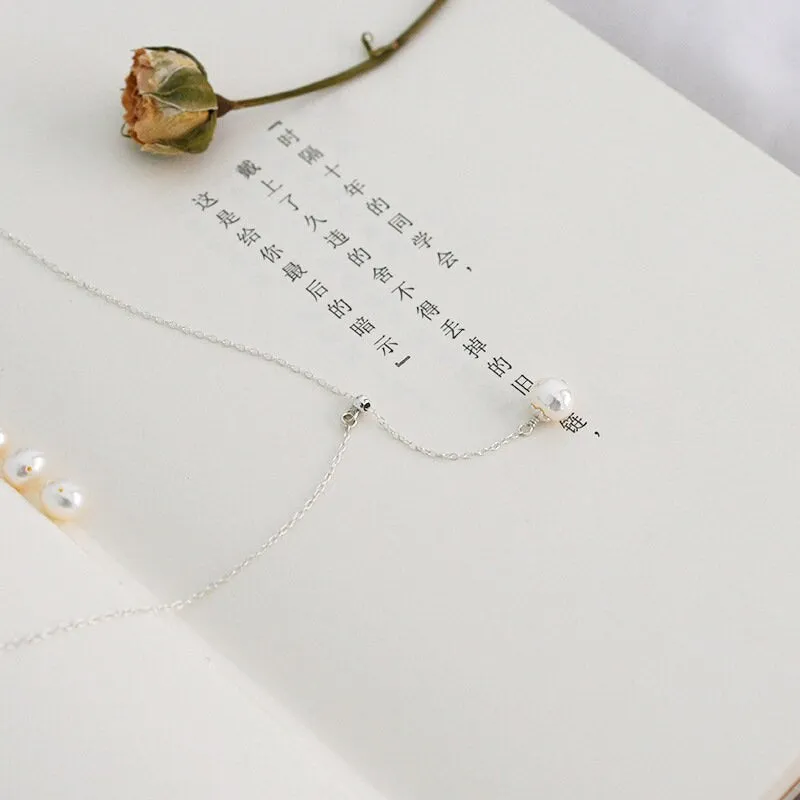 Natural Freshwater Pearl Necklace, Silver Pearl Y Necklace, Dainty Pearl Necklace, Bridal Necklace, Bridesmaids Necklace, Wedding Lariat