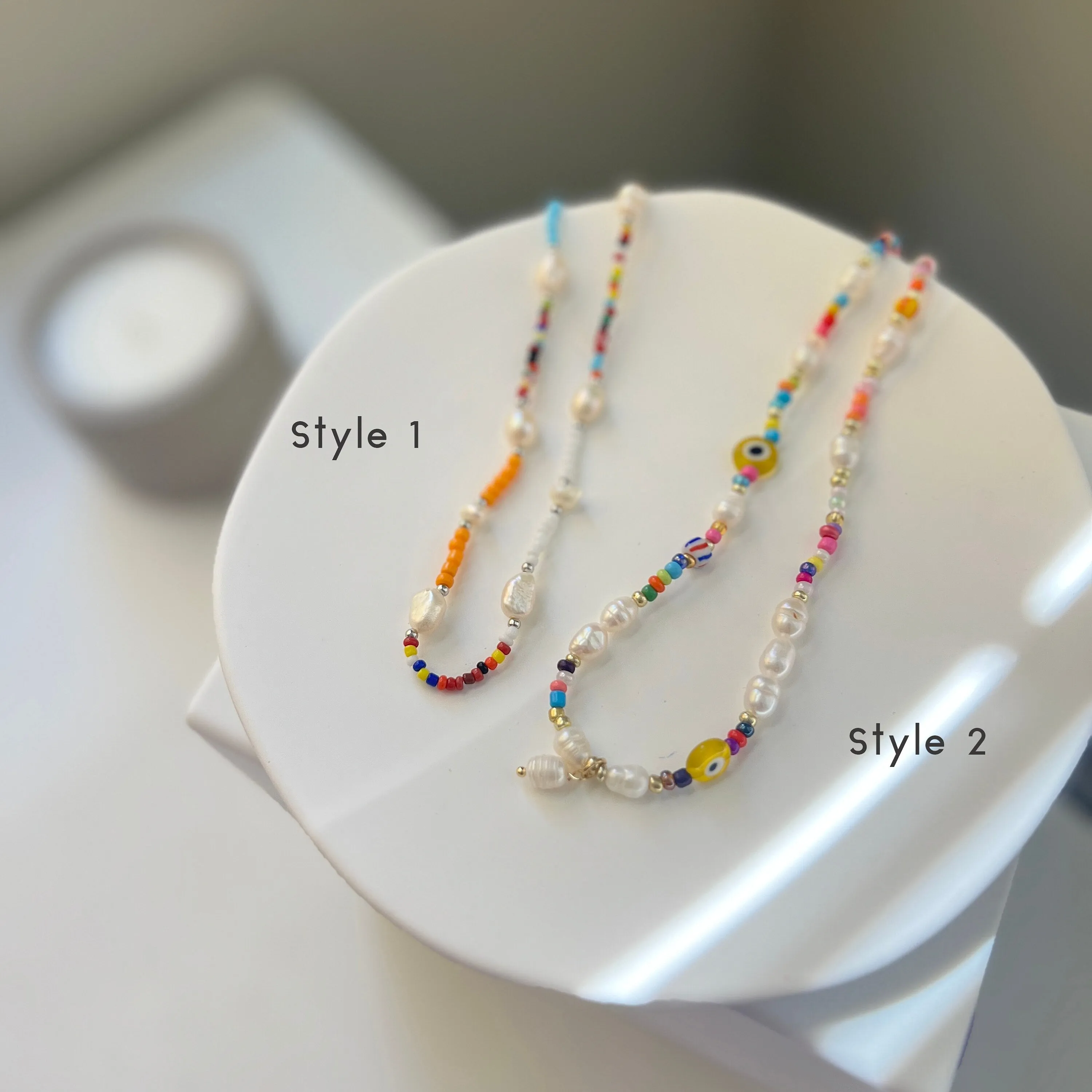 Natural Pearl Beaded Necklace, Colorful Necklace, Hippie Necklace, Pearl Rainbow Necklace, Freshwater Pearl Necklace, Summer Beaded Necklace