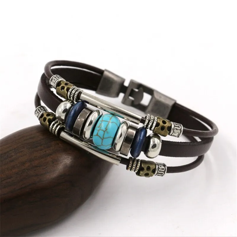 New Design Retro Multi-layer Leather Bracelet Men Women