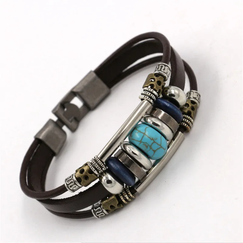 New Design Retro Multi-layer Leather Bracelet Men Women