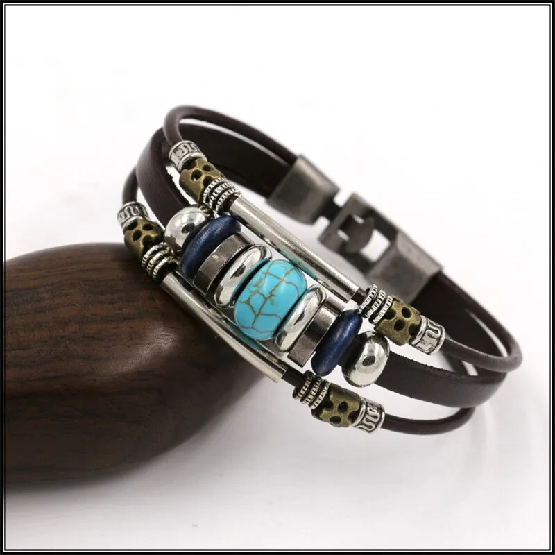New Design Retro Multi-layer Leather Bracelet Men Women