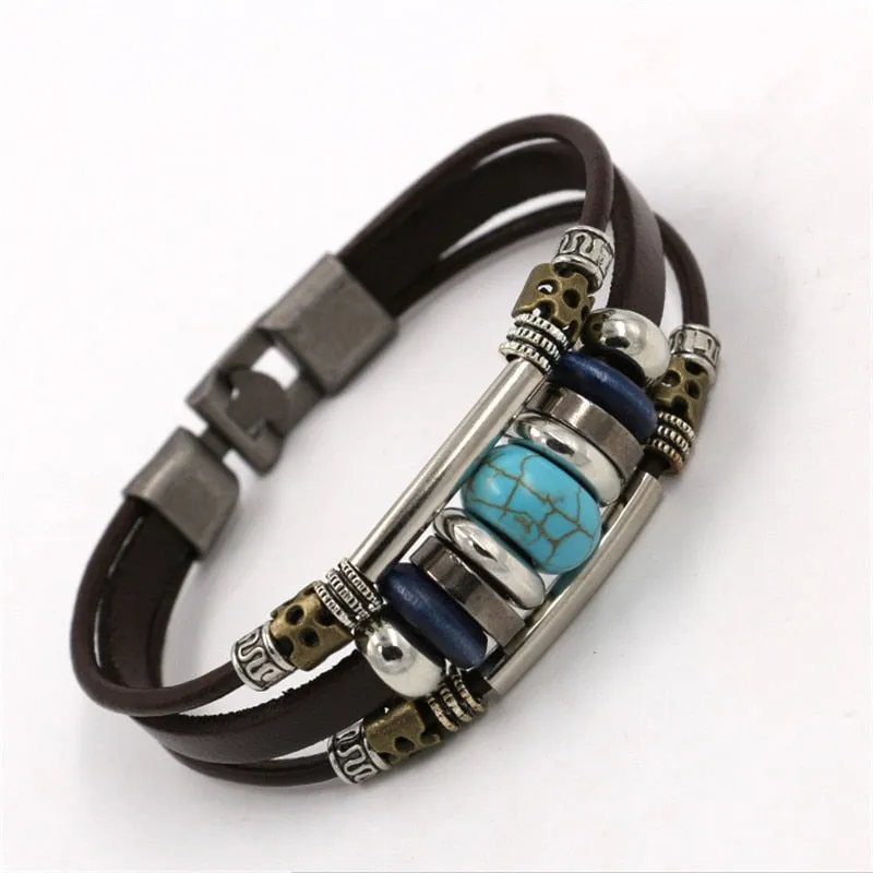 New Design Retro Multi-layer Leather Bracelet Men Women