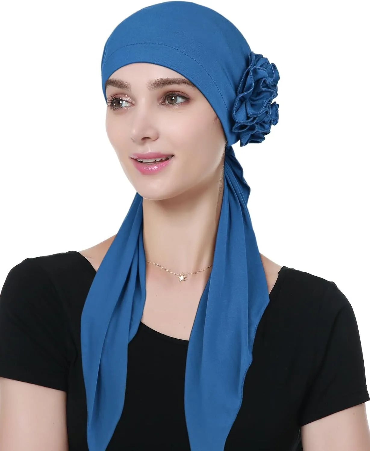 Pretied Head Scarves for Women Featuring Long Tail Finish Made of Stretchy Viscose