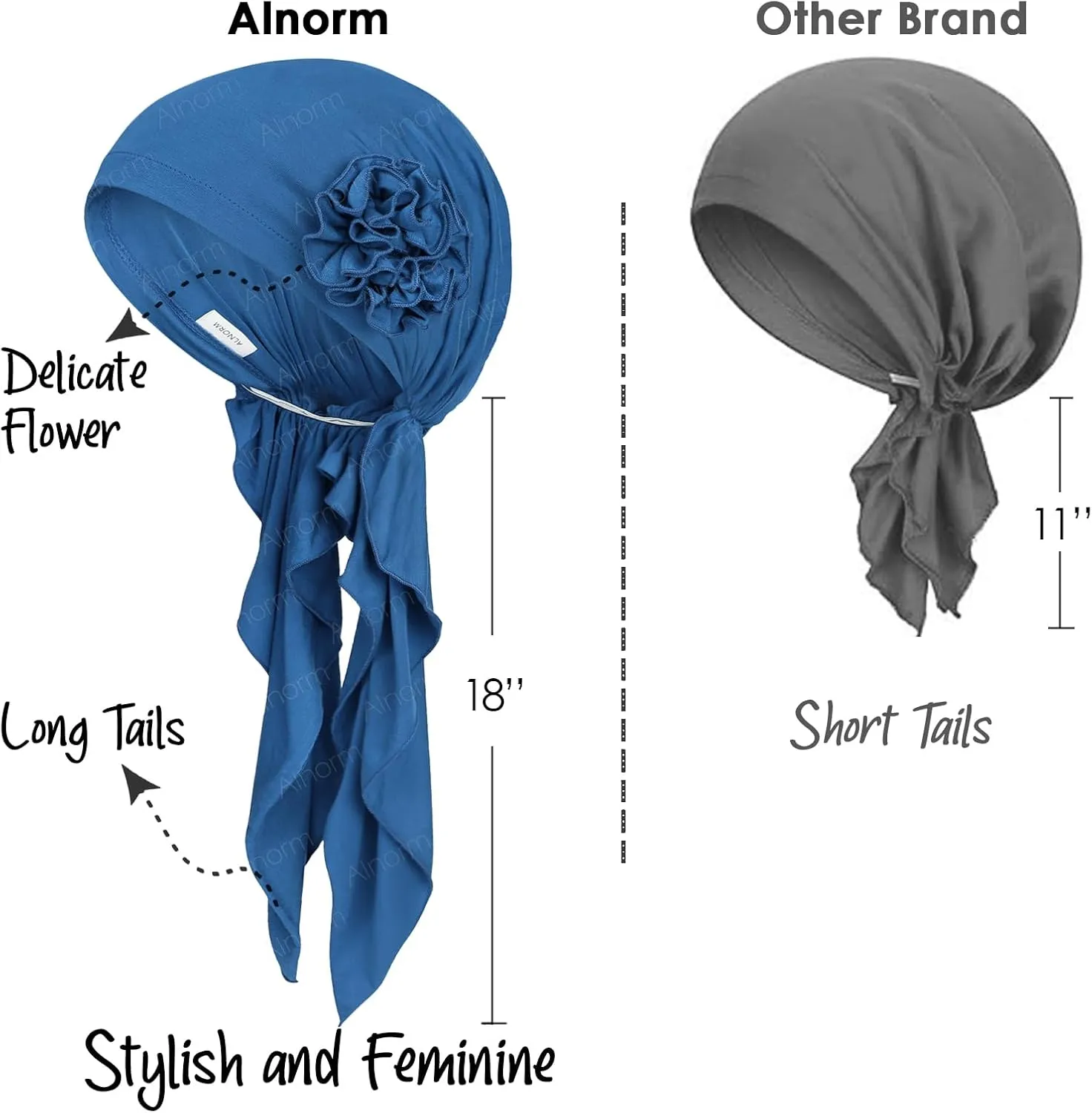 Pretied Head Scarves for Women Featuring Long Tail Finish Made of Stretchy Viscose