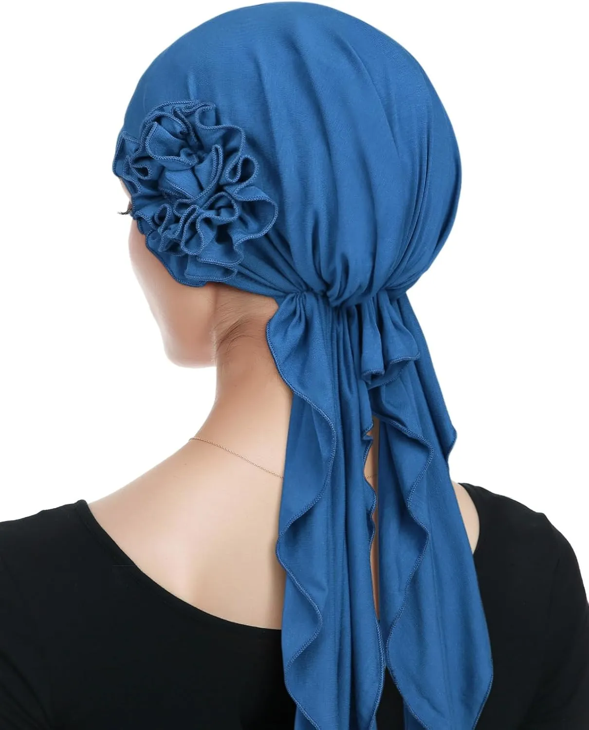 Pretied Head Scarves for Women Featuring Long Tail Finish Made of Stretchy Viscose
