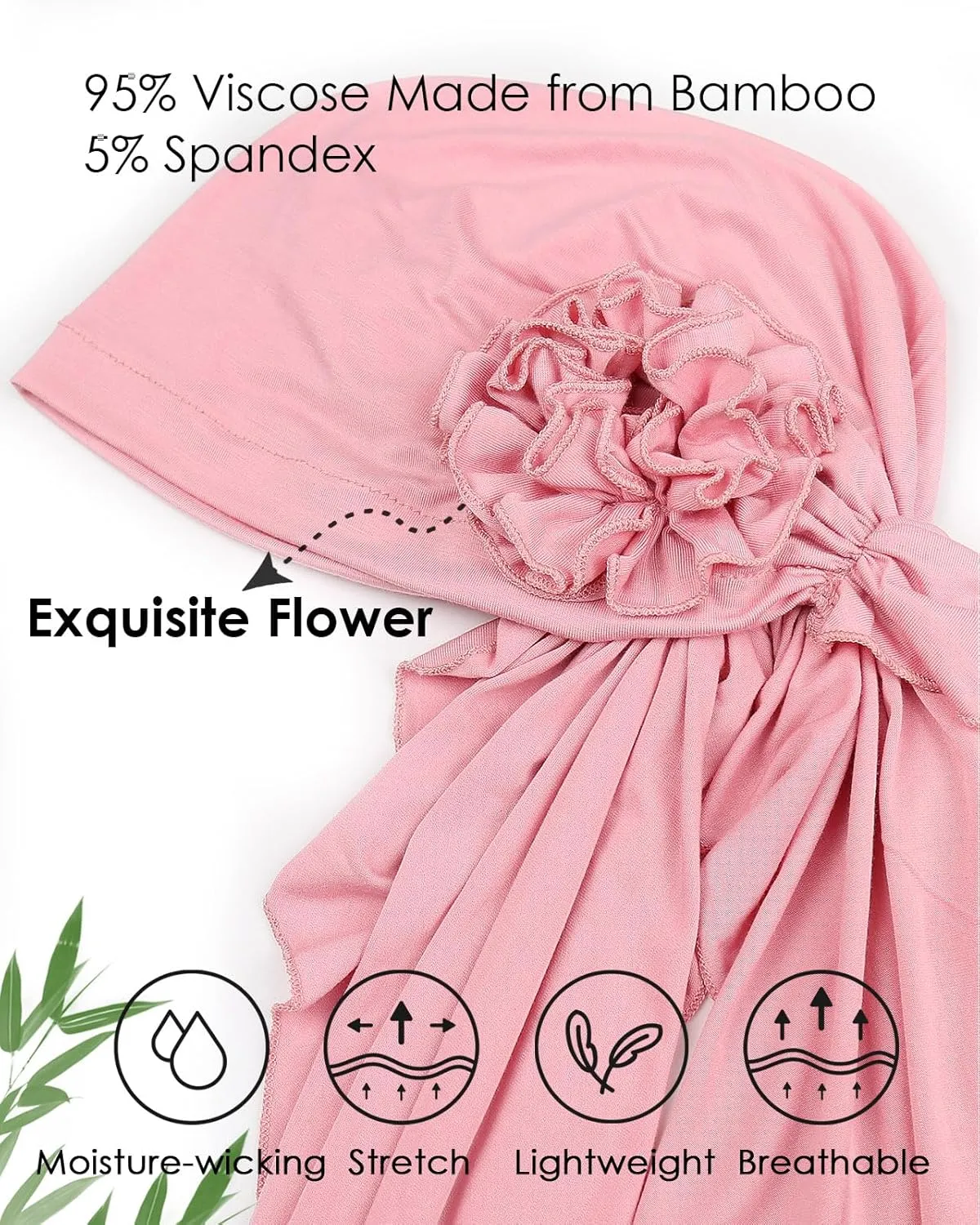 Pretied Head Scarves for Women Featuring Long Tail Finish Made of Stretchy Viscose