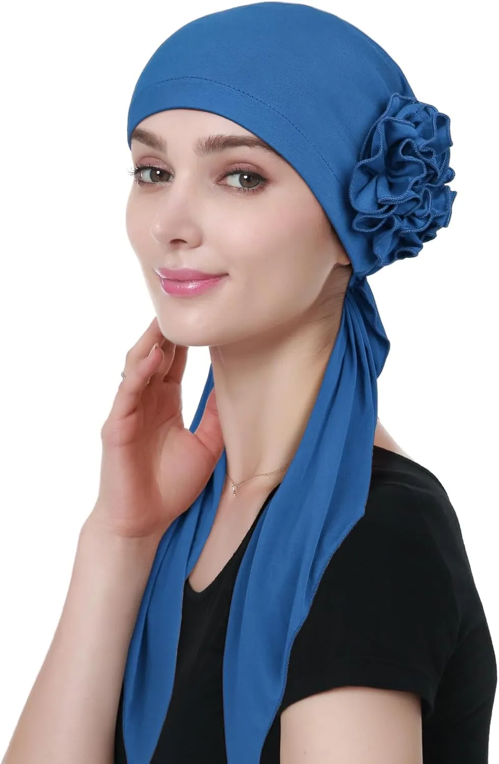 Pretied Head Scarves for Women Featuring Long Tail Finish Made of Stretchy Viscose