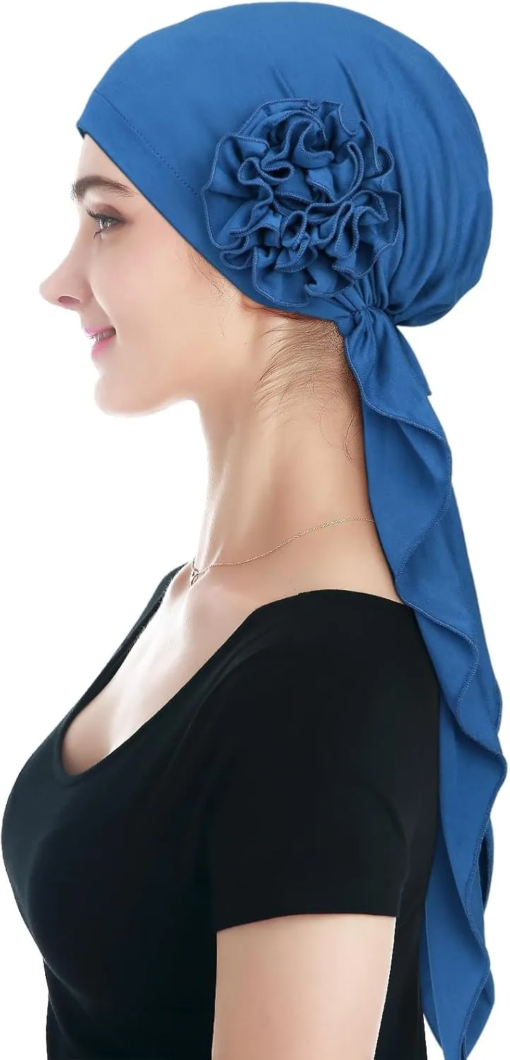 Pretied Head Scarves for Women Featuring Long Tail Finish Made of Stretchy Viscose